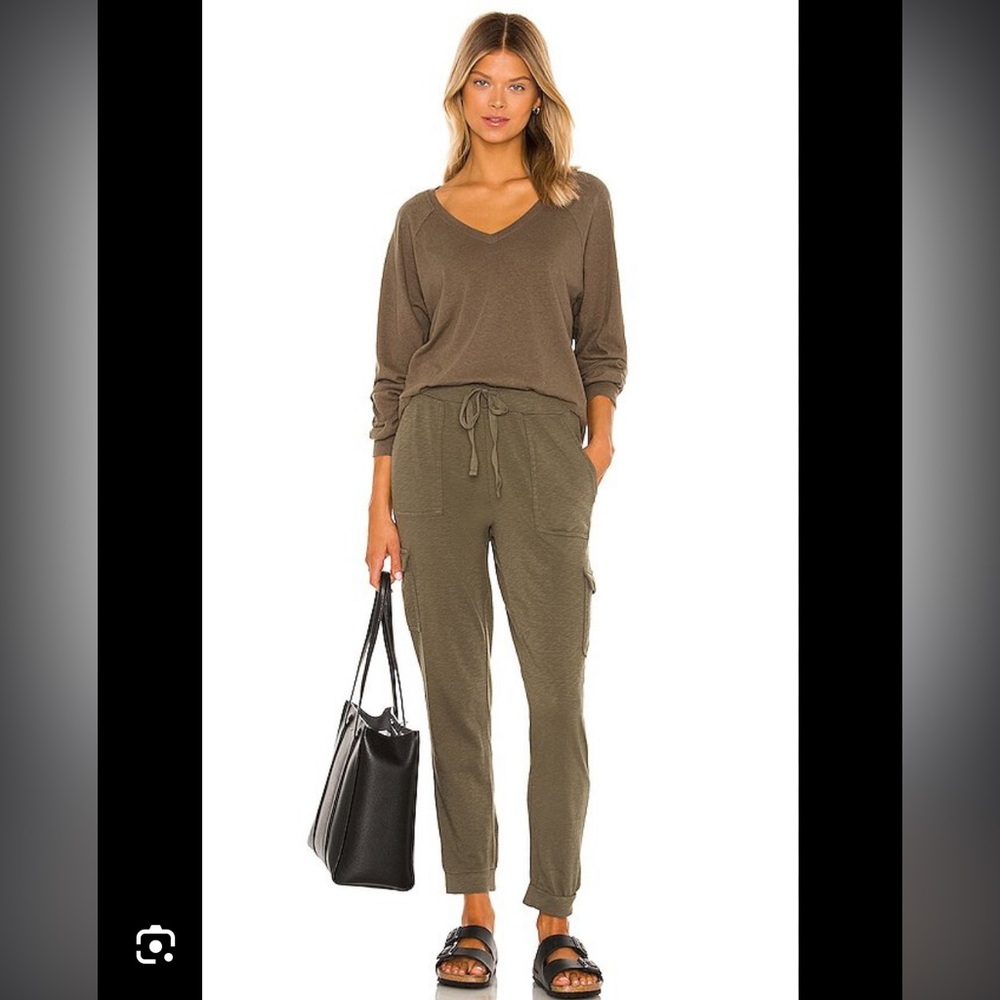 Bobi slub Terry Cargo pants in Brigade